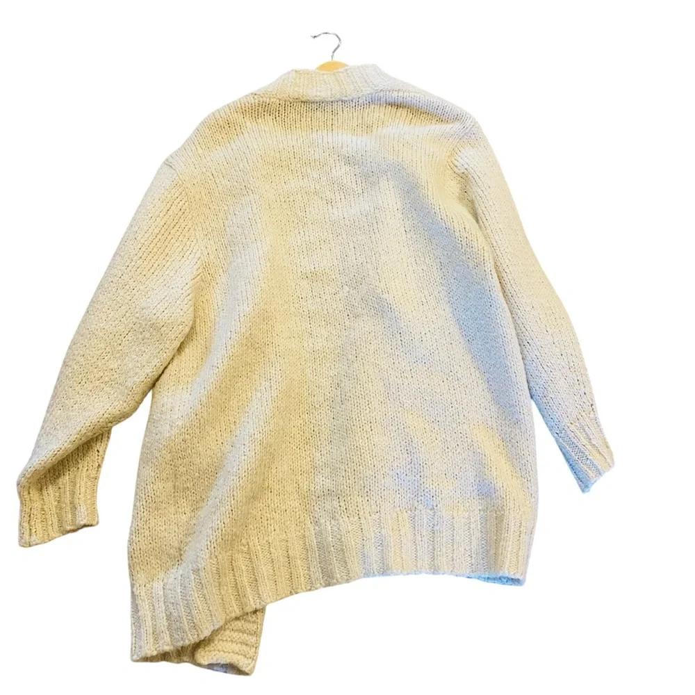 Zara Knit Open Oversized Slouchy Patch Pockets Cream Cardigan Size S - Picture 2 of 3